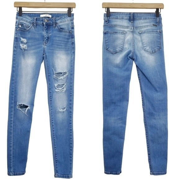KanCan Denim - Kancan Women's Estilo Distressed Skinny Denim Blue Jeans Size 25